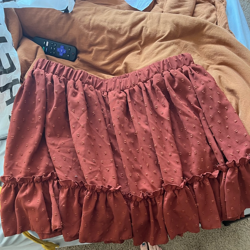 Rust Red Ruffled Women's Skirt